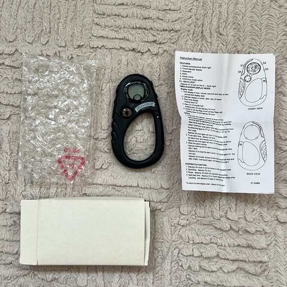 Field & Stream carabiner clip on watch compass, black,  New - Picture 12 of 16